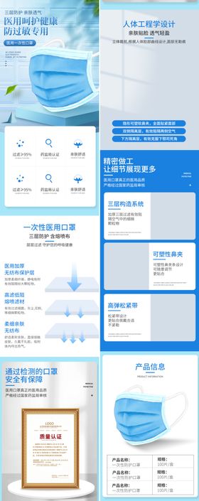口罩详情页 成人儿童  医用 