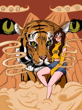 虎年插画海报2022背景广告新新
