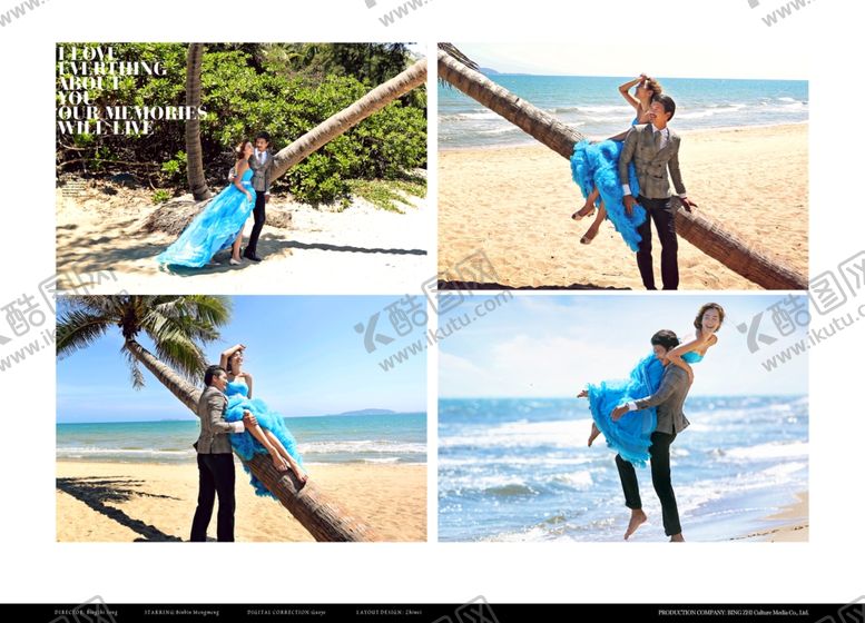 编号：43362010300955038465【酷图网】源文件下载-浪漫海滩婚纱照相册模板