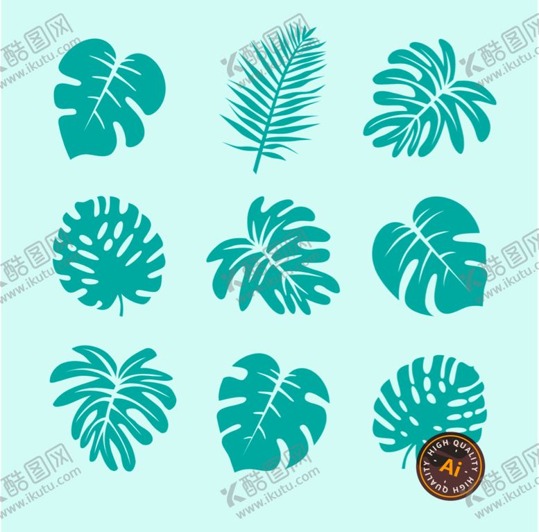 编号：78524910010432573205【酷图网】源文件下载-植物叶片矢量素材