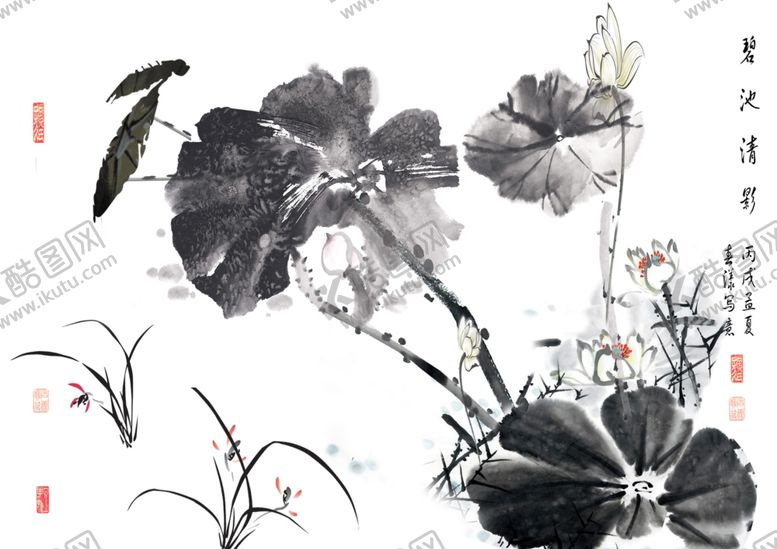 编号：26130706290947282527【酷图网】源文件下载-水墨画荷花背景墙