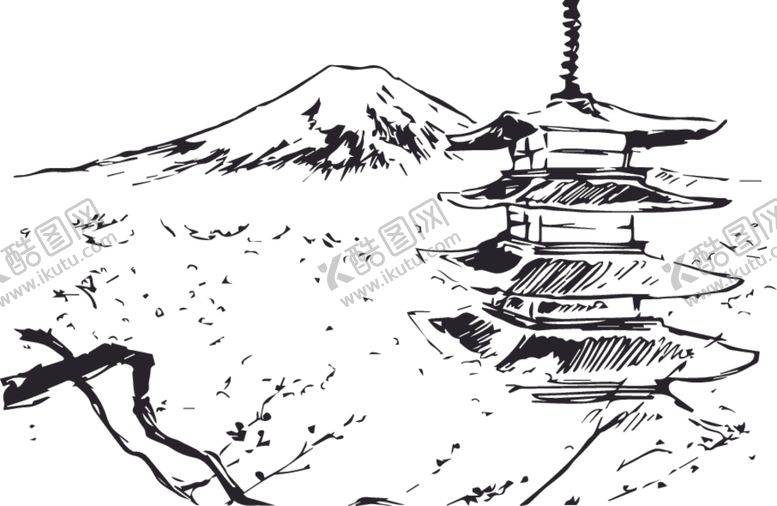 编号：87173709300212437760【酷图网】源文件下载-日本富士山樱花金阁寺