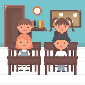 学生学校生活场景插画