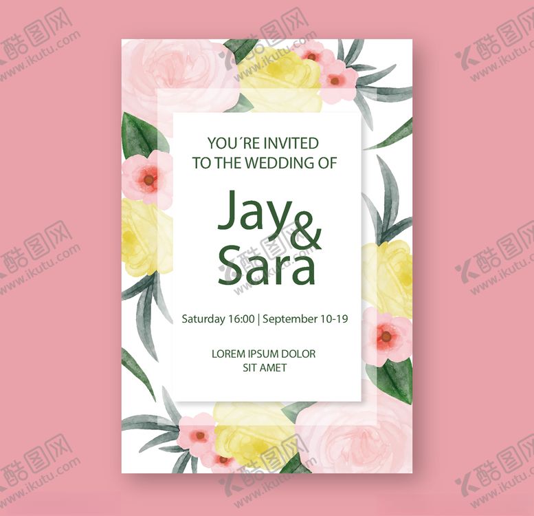 编号：65289910281816036739【酷图网】源文件下载-彩色花朵婚礼邀请卡矢量