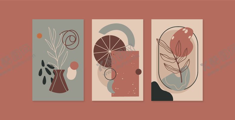 编号：67691210100158197131【酷图网】源文件下载-简约几何风格装饰画组合