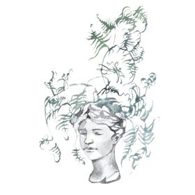 水彩绘画雕像图案