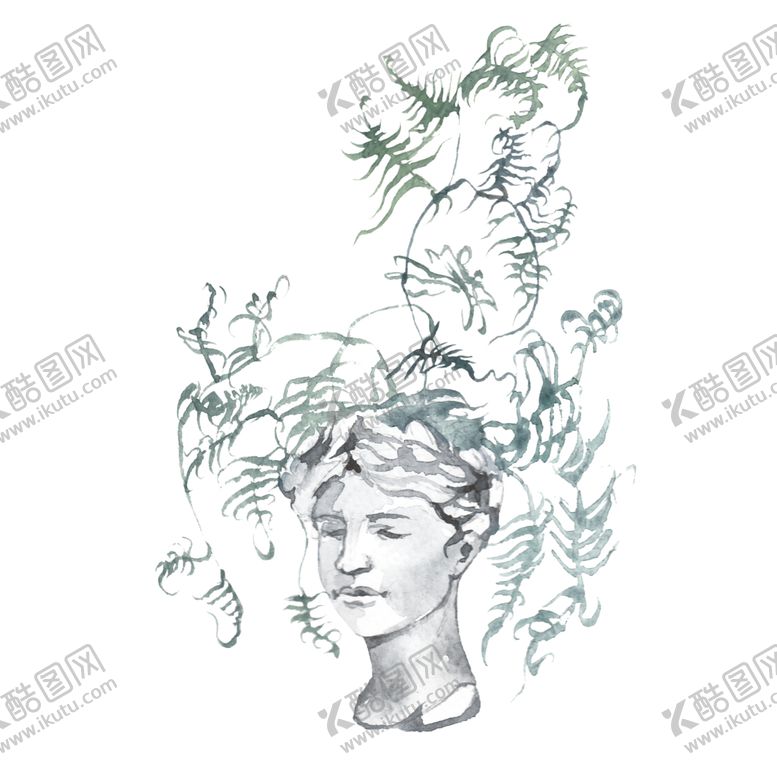 编号：38680607090933042727【酷图网】源文件下载-水彩绘画雕像图案