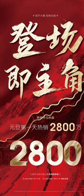 地产红金热销大字报金属字海报