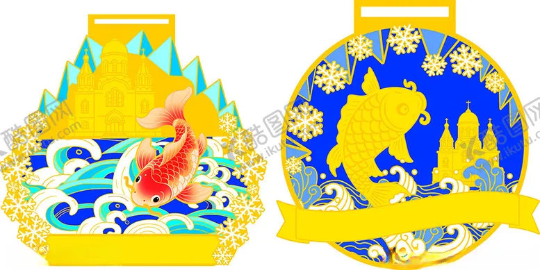 编号：92115612181710487310【酷图网】源文件下载-精美海洋主题金属奖牌