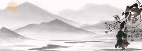 水墨背景山画图山图新中式山画写意山