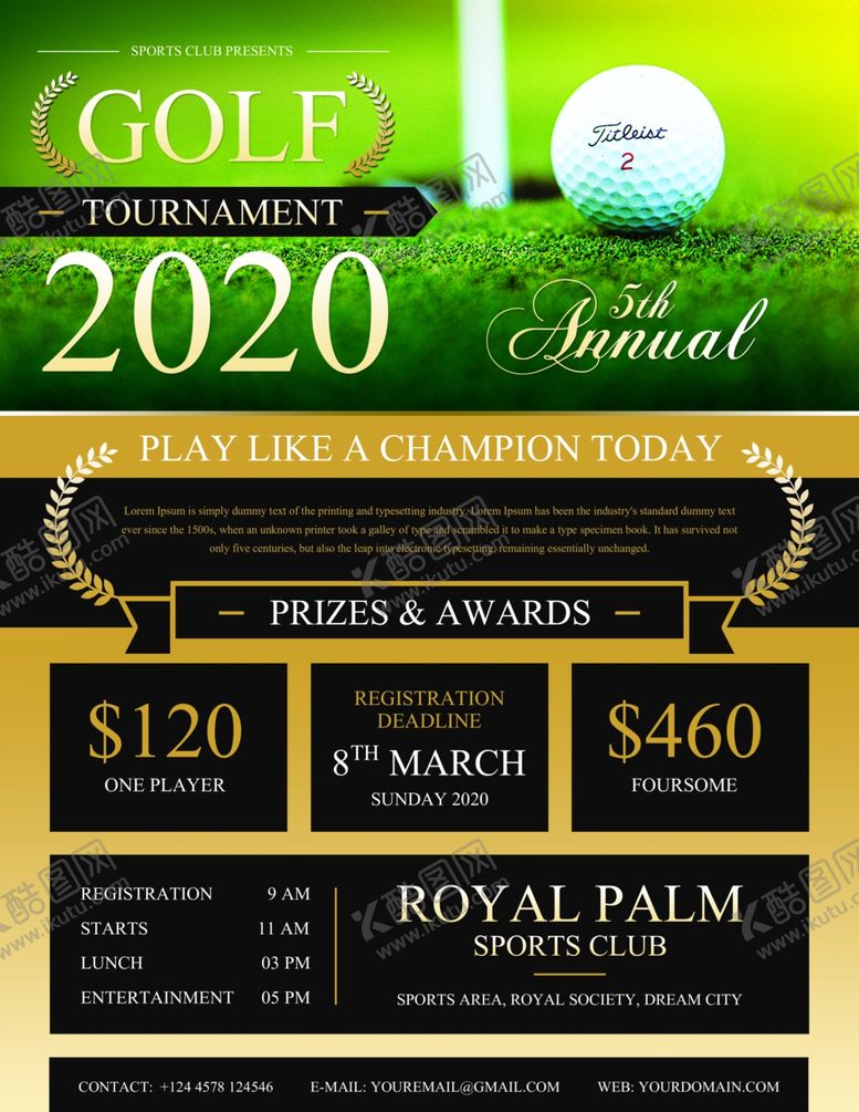 编号：30083610080704282045【酷图网】源文件下载-高尔夫球锦标赛传单