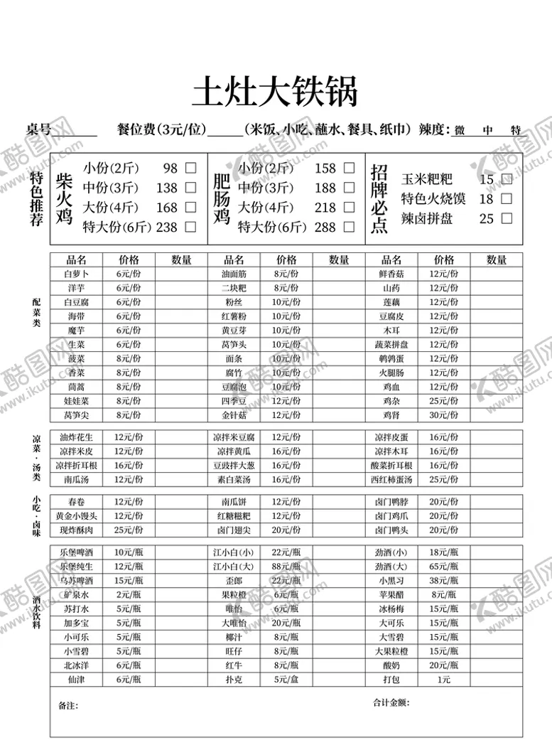 编号：56891409210853329570【酷图网】源文件下载-点菜单联单
