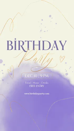 紫色系生日派对邀请函设计