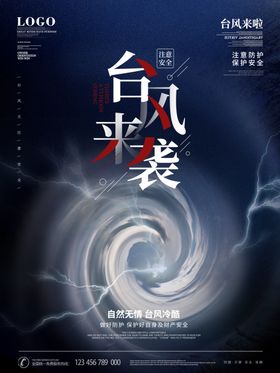 台风来袭天气预警海报长图