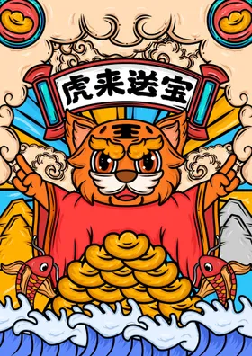 虎年素材2022贺卡2022插画新春