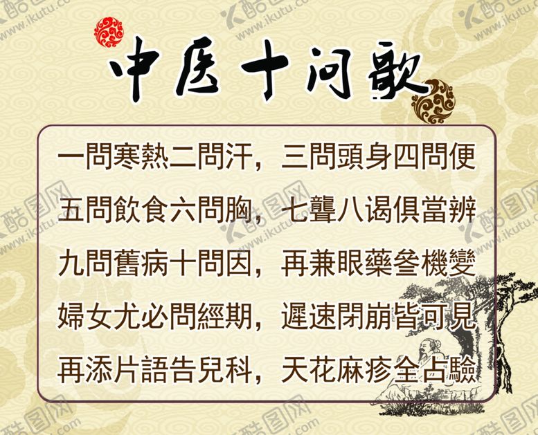 编号：84617507031422376196【酷图网】源文件下载-中医十问歌
