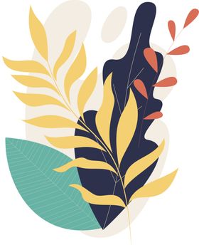 手绘叶子数码花朵树