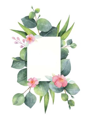 花与绿叶留言卡