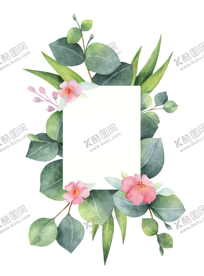 编号：76400206160706505140【酷图网】源文件下载-花与绿叶留言卡