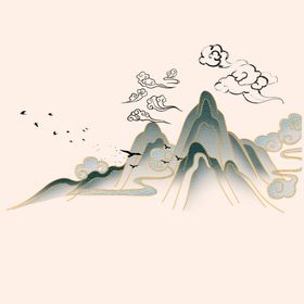 中国风水墨山水素材新式丹青