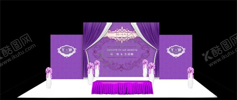 编号：84079904280622226716【酷图网】源文件下载-婚礼现场舞台迎宾区场景布置