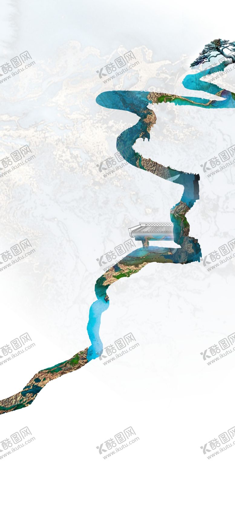 编号：92462505150213585414【酷图网】源文件下载-新中式墨山水情简约背景