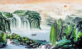 水墨山水背景墙