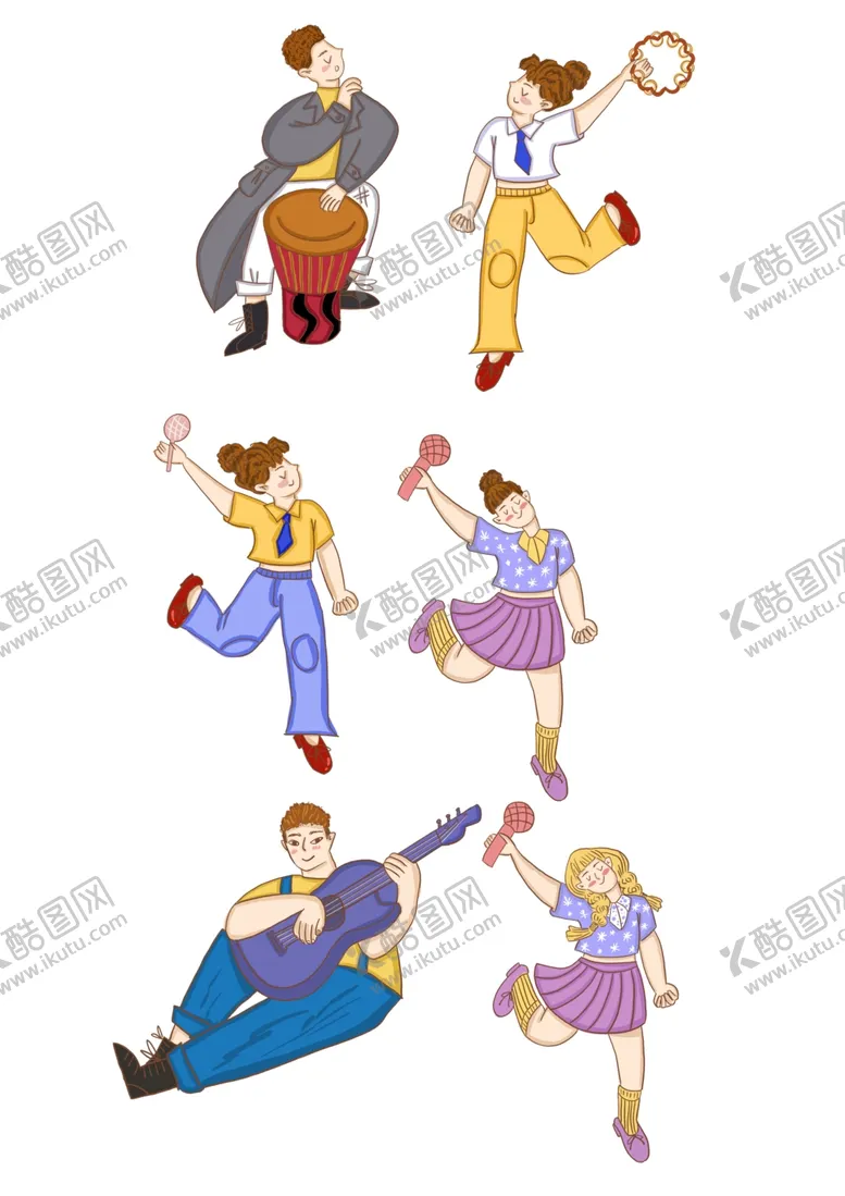编号：97513009191253332309【酷图网】源文件下载-乐队手绘人物