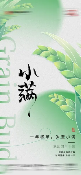 小满节气海报简约二十四麦