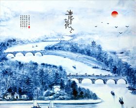 中国风三联画