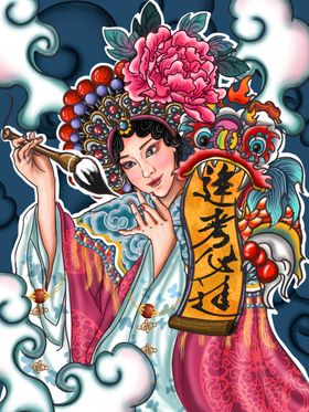手绘古代美女