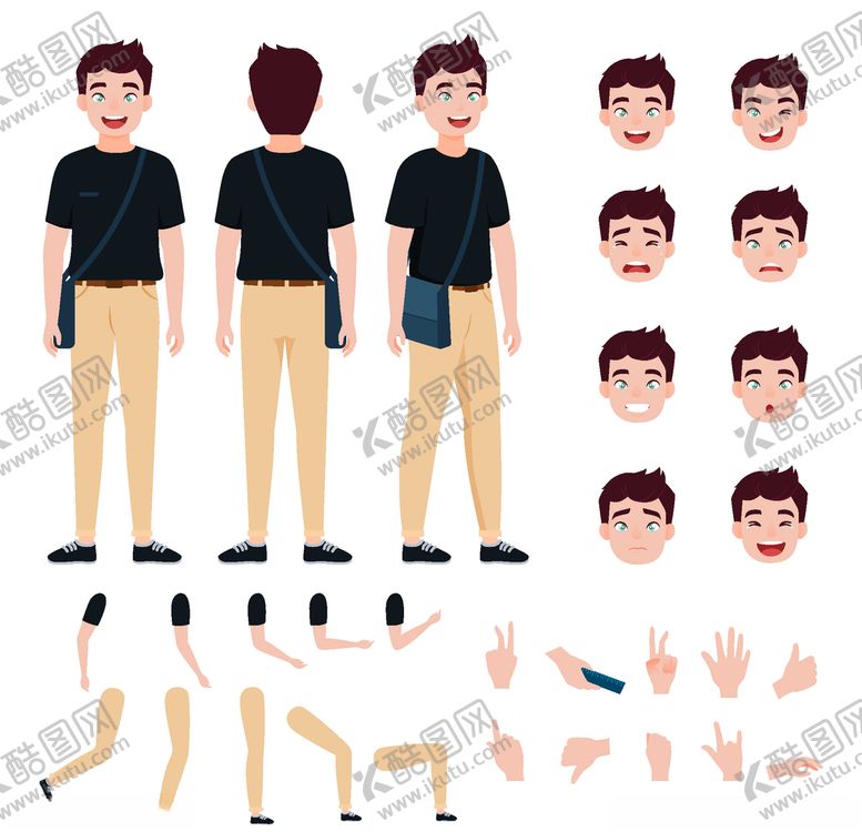 编号：62598610100001206037【酷图网】源文件下载-人物动作拆分