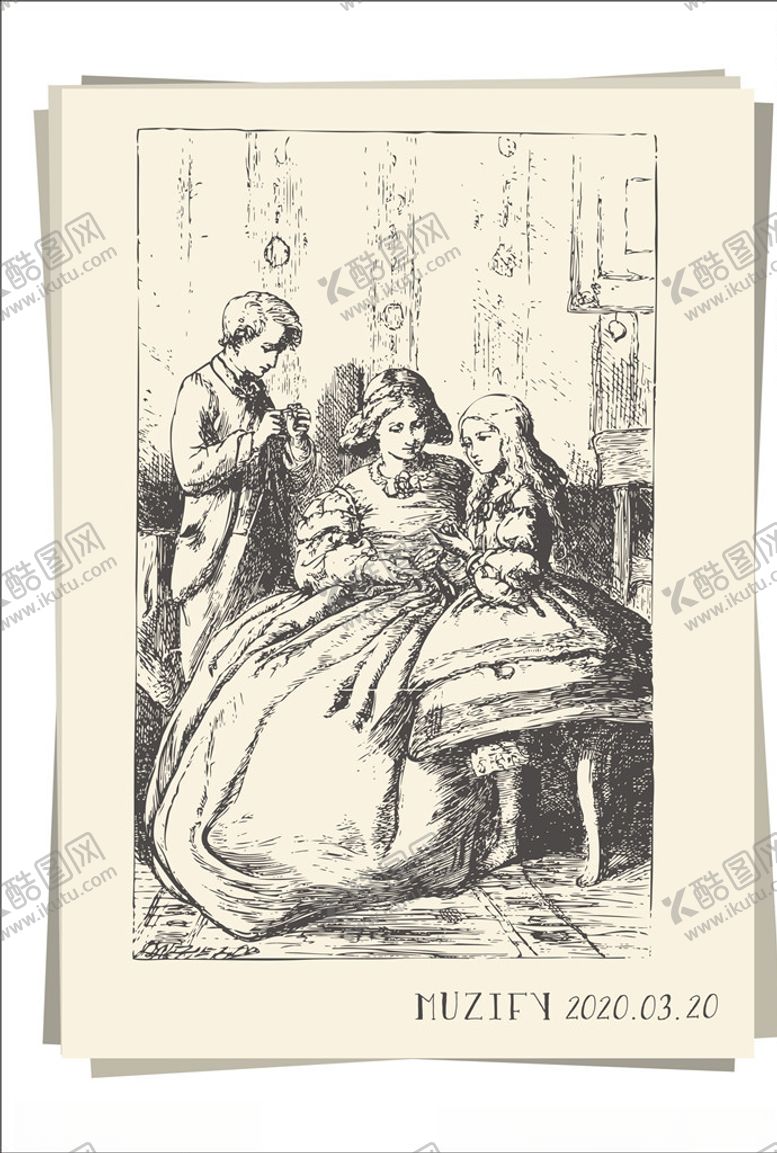 编号：98457009190547585461【酷图网】源文件下载-母亲与子女素描画