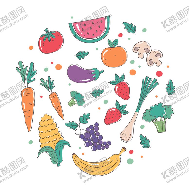 编号：59887110112153374774【酷图网】源文件下载-手绘果蔬背景