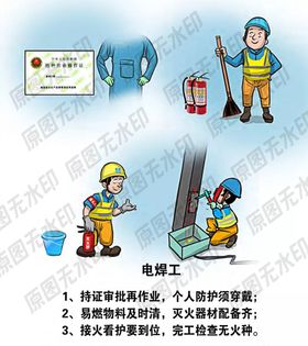 安全生产漫画各类操作员一挖桩孔