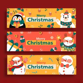 圣诞主题可爱动物横幅