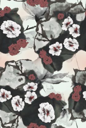 手绘花大牌男装印女装印数码印