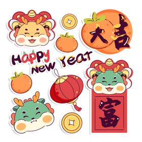 新年素材窗花贴纸龙