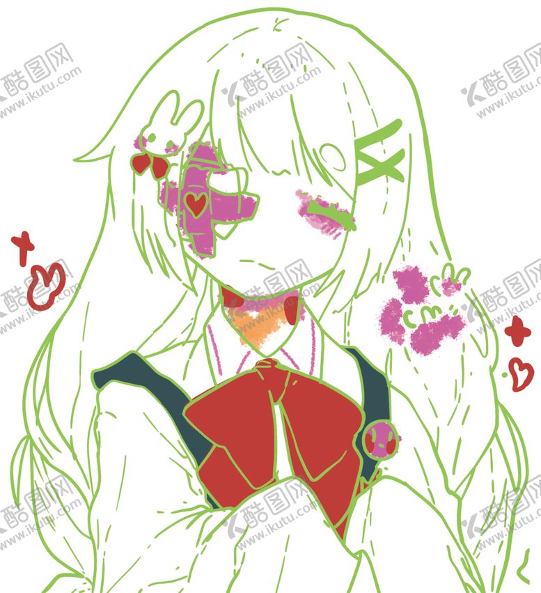 编号：59371609292306075051【酷图网】源文件下载-女孩蝴蝶结兔兔爱心