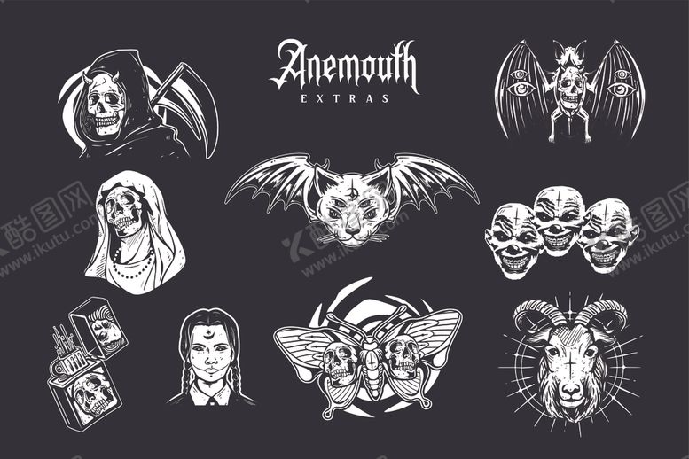 编号：25650909220527431896【酷图网】源文件下载-恐怖妖怪素描图案