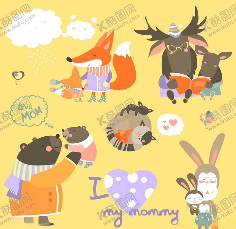 编号：45478609151102066811【酷图网】源文件下载-北欧森系动物插画