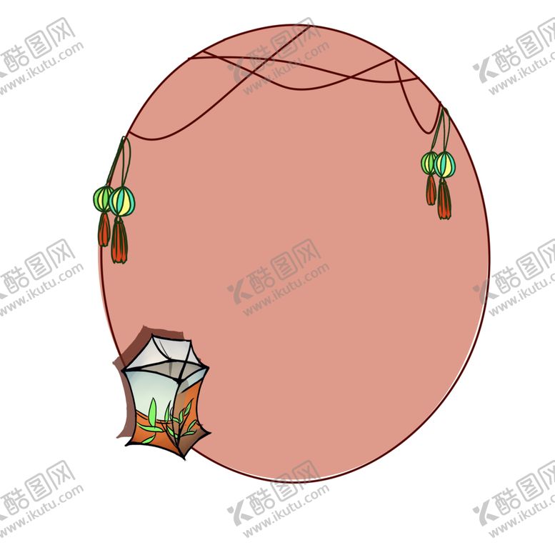卡通边框花图标花复古红色