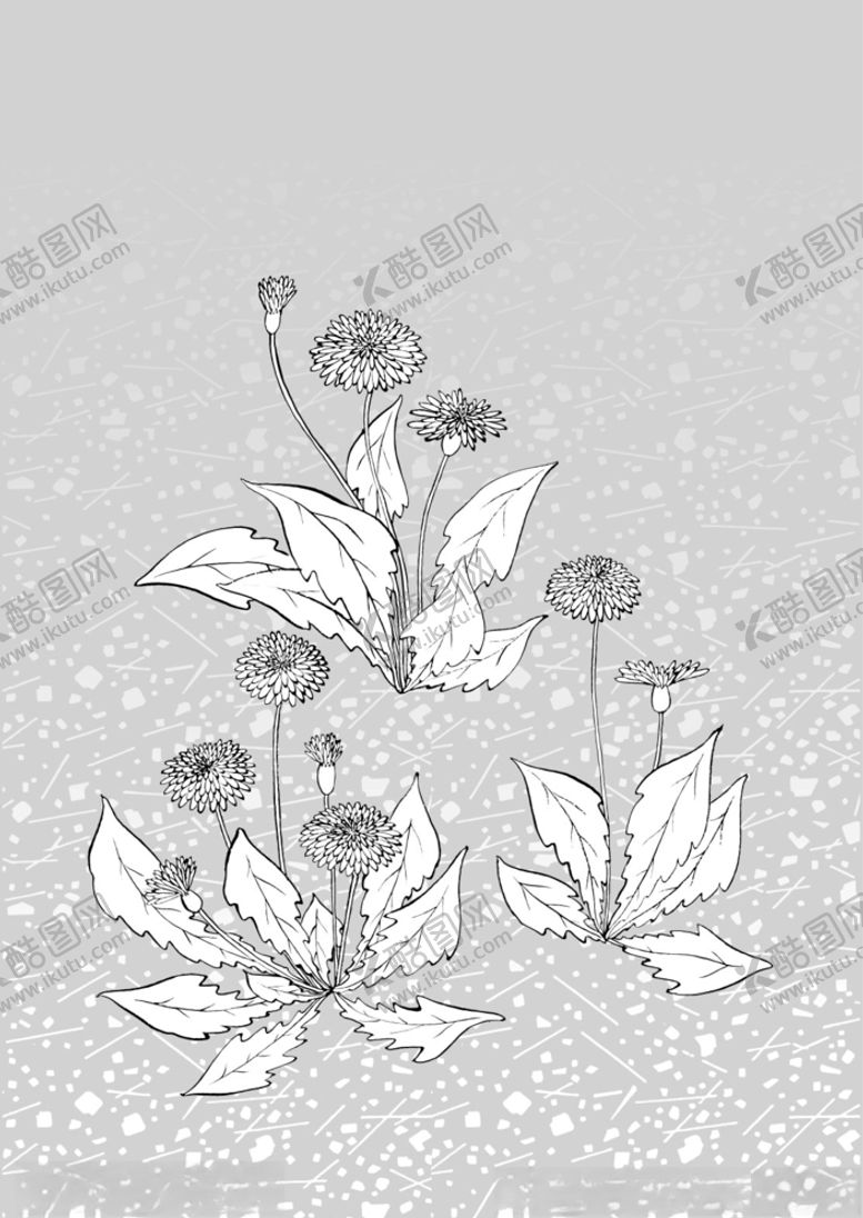 编号：65869209292010378958【酷图网】源文件下载-日本线描植物花卉矢量素材