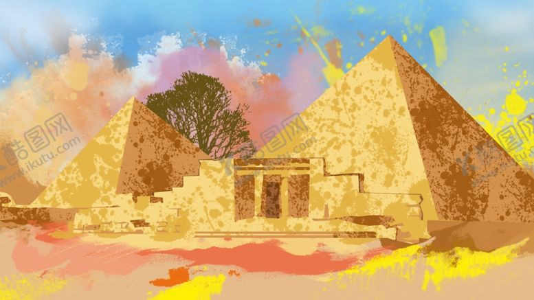 编号：83804607080402128198【酷图网】源文件下载-世界地标水彩画油画