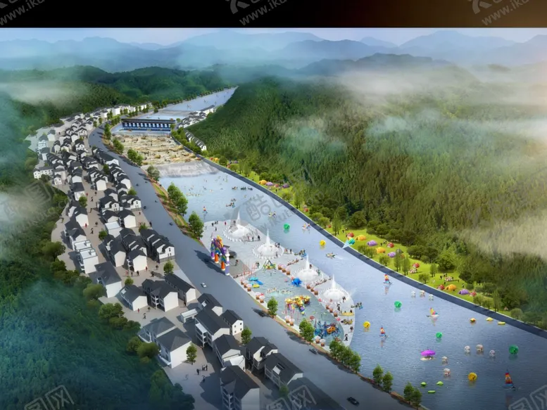 编号：14355504200929531936【酷图网】源文件下载-河道山体鸟瞰