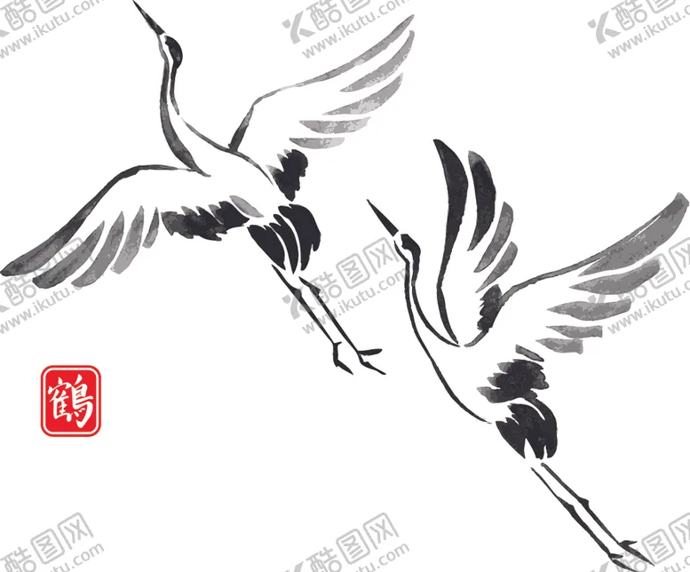 编号：12584407010606594012【酷图网】源文件下载-仙鹤国潮中国风矢量图鹤