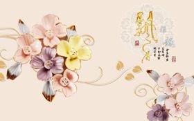 浮雕花朵背景墙
