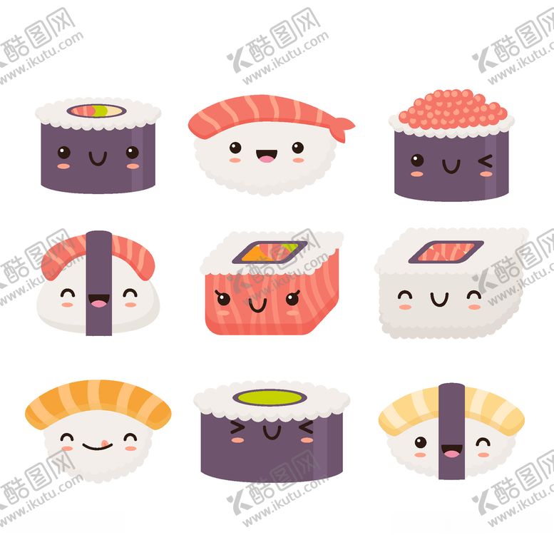 编号：31113409161537544486【酷图网】源文件下载-可爱寿司