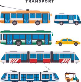 多样公共交通工具展示