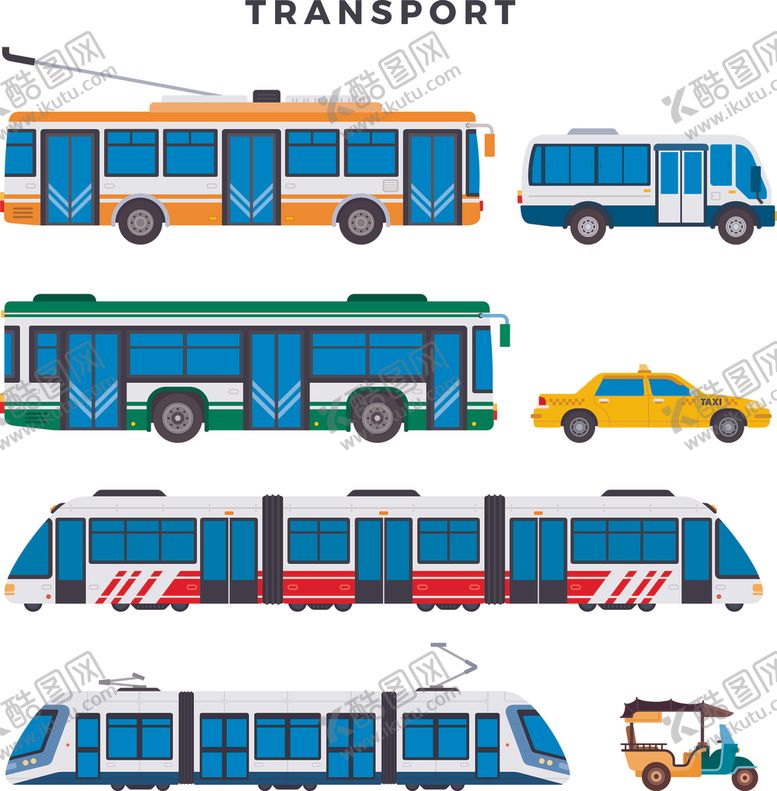 编号：37109604291944357394【酷图网】源文件下载-多样公共交通工具展示